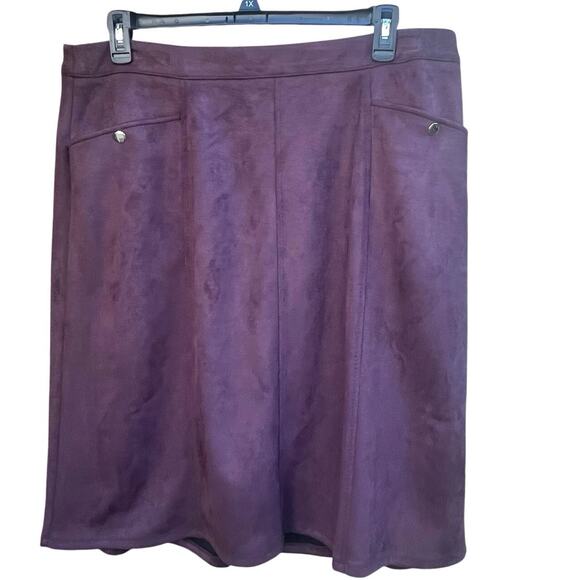 Plus Size Croft & Barrow Chocolate Brown Faux Suede Midi Skirt Sz 1X - Picture 3 of 7